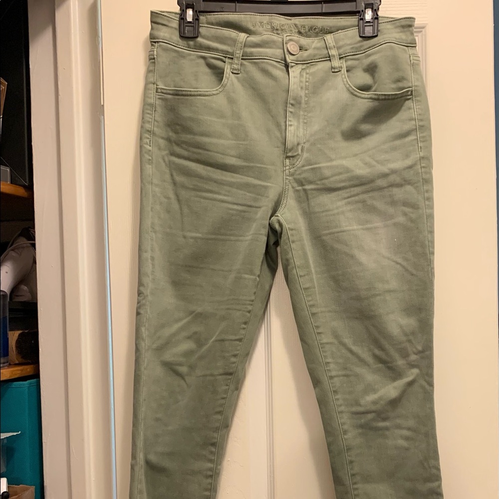 American Eagle, sage green jeans, size 12 short